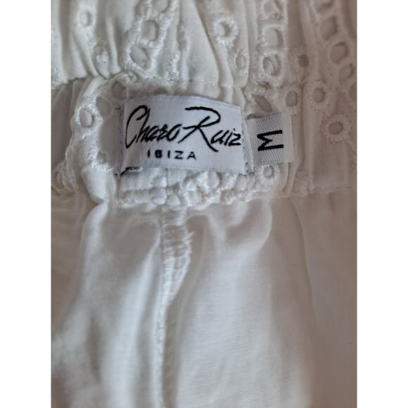 Charo Ruiz Ibiza‎ Women's White Brigid Wide Leg Eyelet Palazzo Trouser Size M - Picture 4 of 6